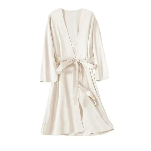 Peignoir kimono femme beige