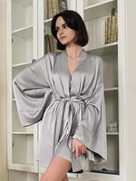 Peignoir kimono femme gris moderne