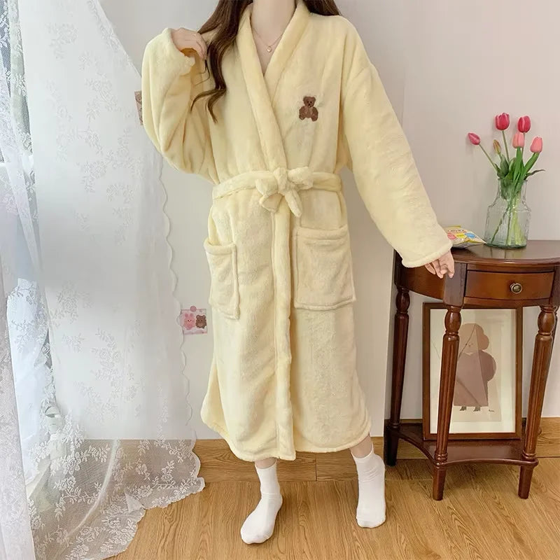 Peignoir kimono femme jaune hiver