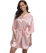 Peignoir kimono femme satin rose