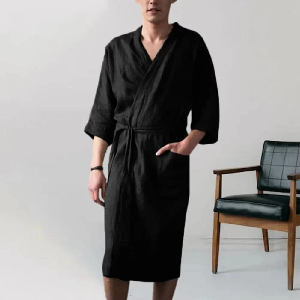 Noir / XS Peignoir kimono homme classique