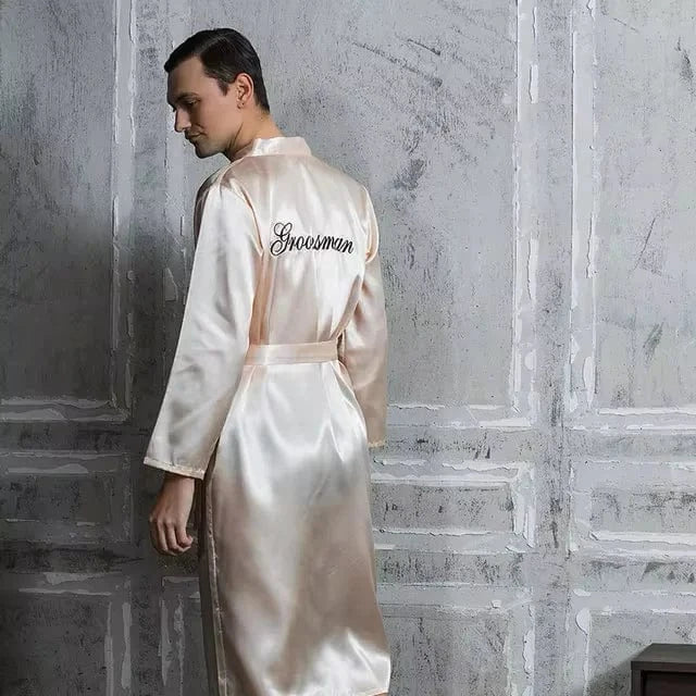 Champagne / Groomsman / S Peignoir kimono homme mariage satin