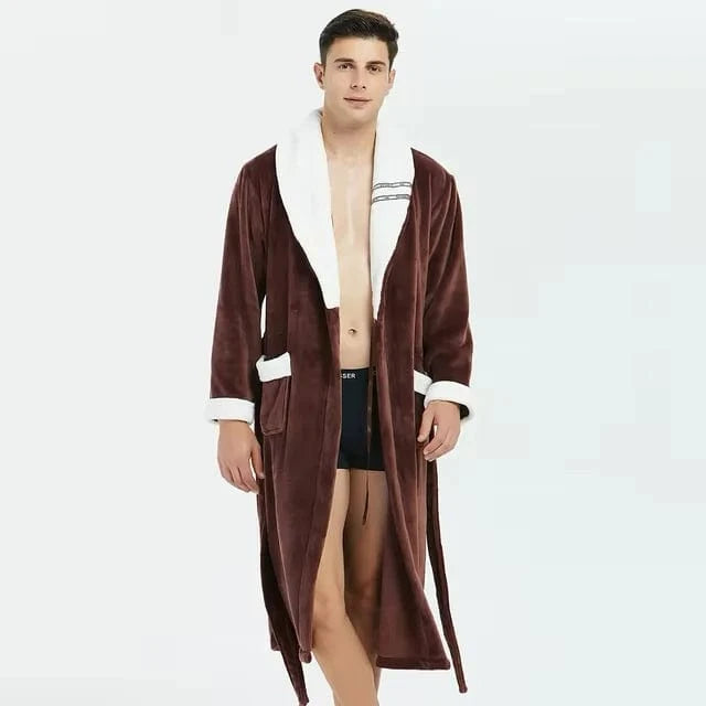 Peignoir kimono homme polaire marron