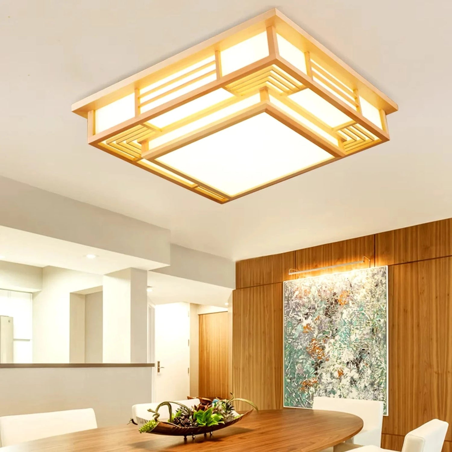 Plafonnier japonais en Bois