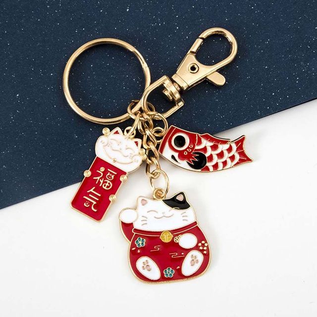 Porte Bonheur Maneki Neko Rouge