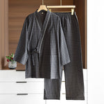 Jinbei Japonais Homme Coton à Carreaux