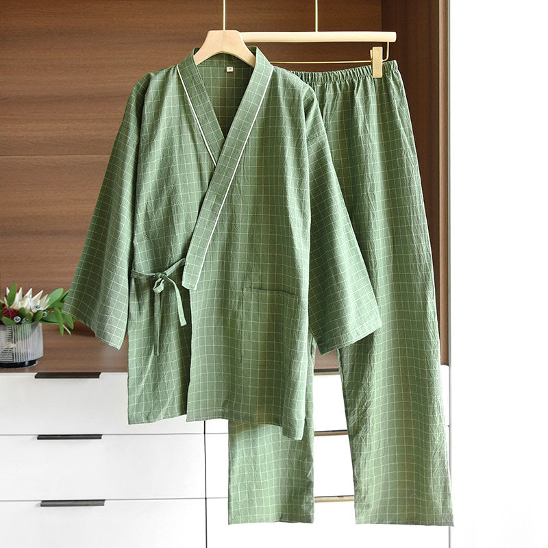 Jinbei Japonais Homme Coton à Carreaux