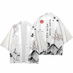 Haori japonais homme blanc imprimée
