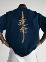 T-shirt japonais samouraï avec sabre et kanji dorés