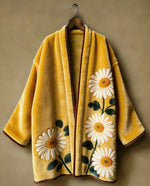 Manteau Kimono Femme Polaire Jaune