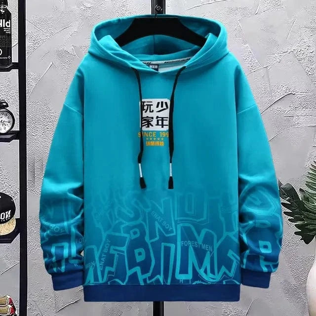 Bleu / XS Sweat imprimé japonais