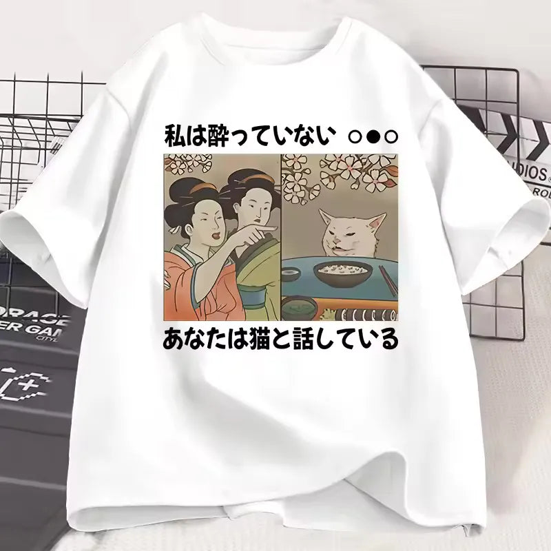T-shirt japonais Woman Yelling at a Cat