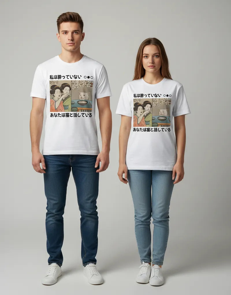 T-shirt japonais Woman Yelling at a Cat