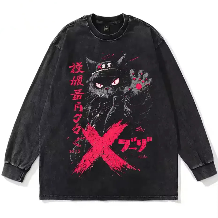 T-shirt japonais chat noir X streetwear