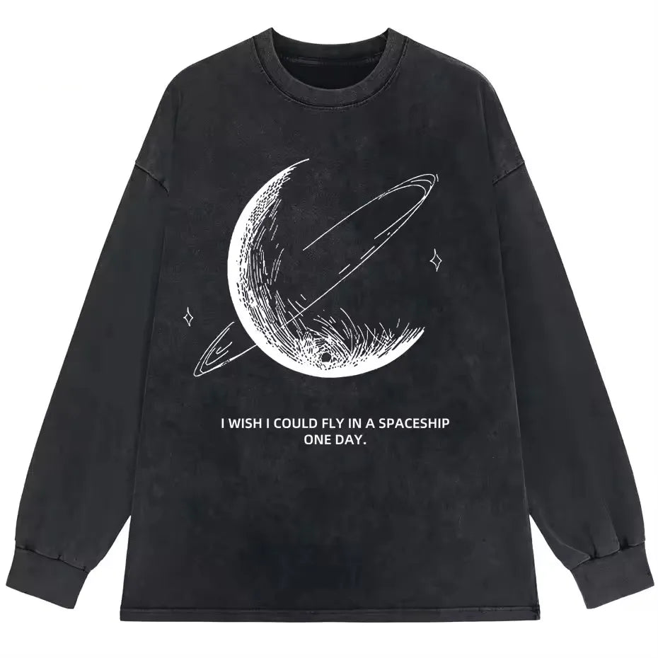 T-shirt japonais espace noir vintage