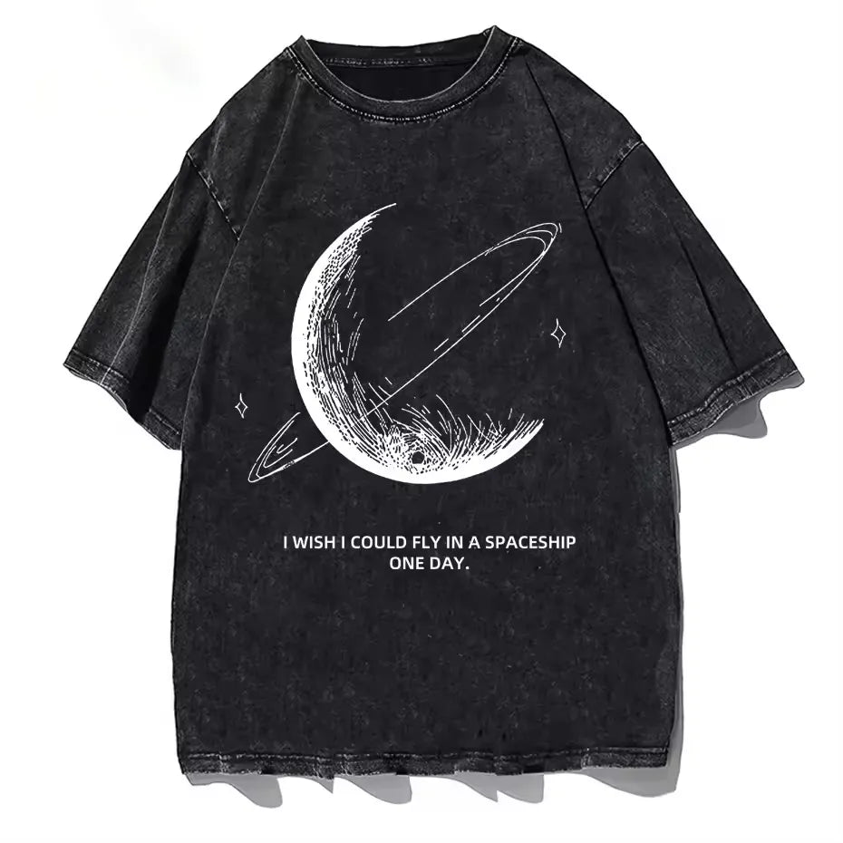 T-shirt japonais espace noir vintage