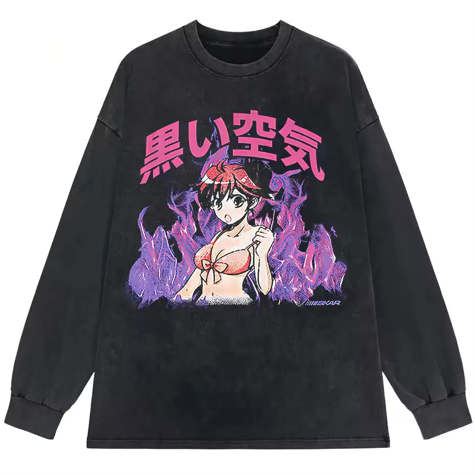 T-shirt japonais fille manga noir