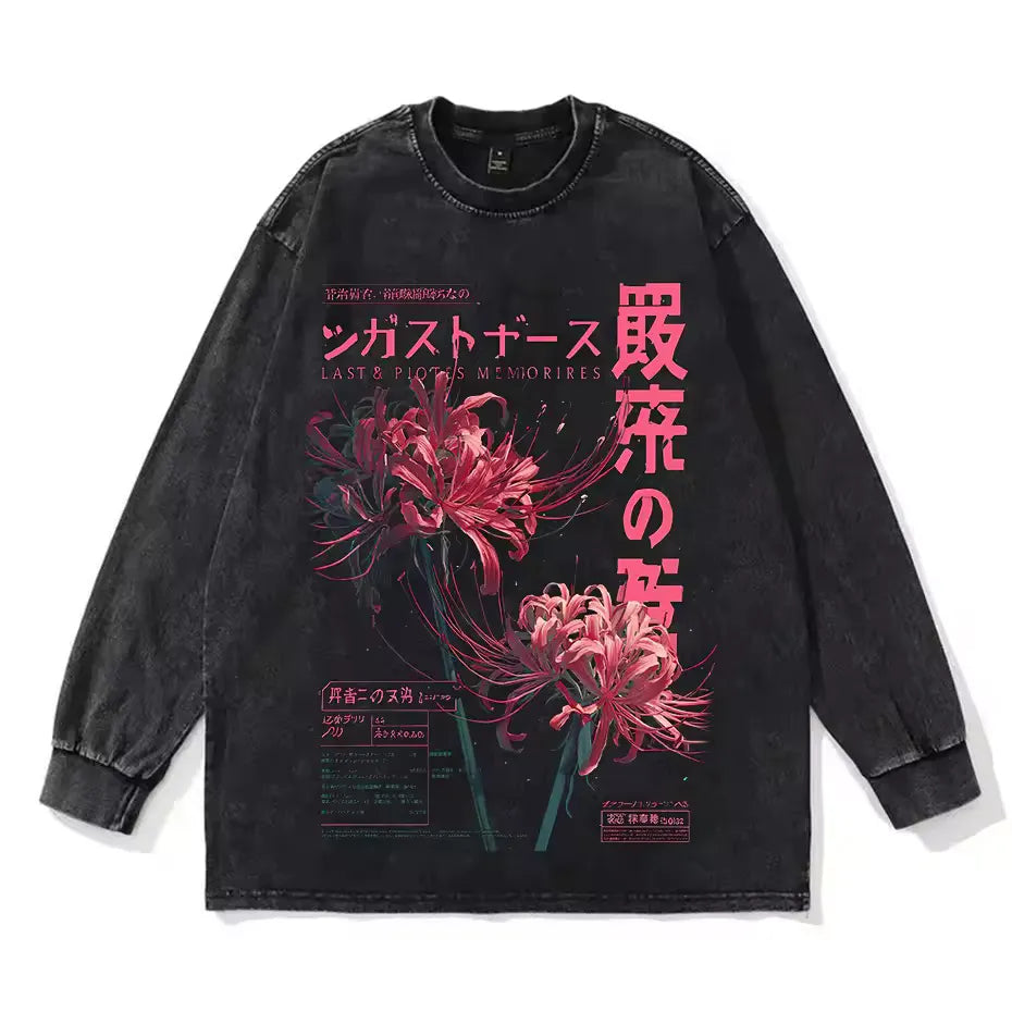 T-shirt japonais noir Higanbana