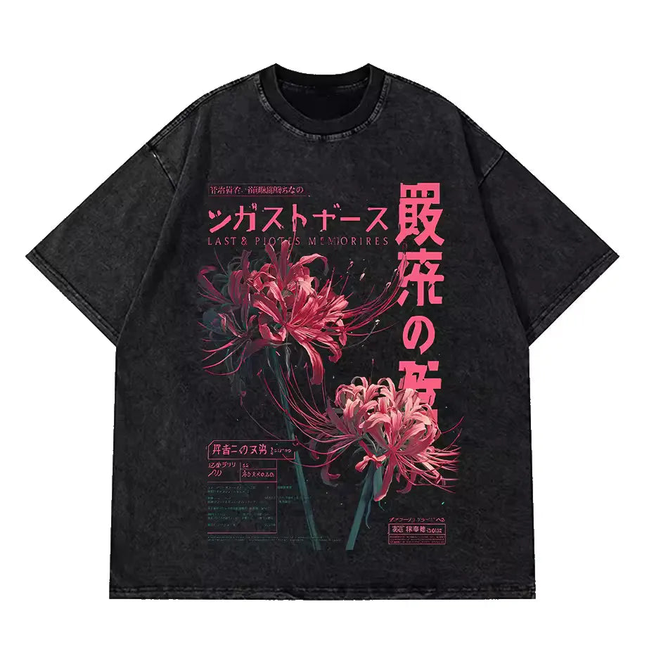 T-shirt japonais noir Higanbana