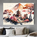 Tableau japonais paysage avec mont Fuji