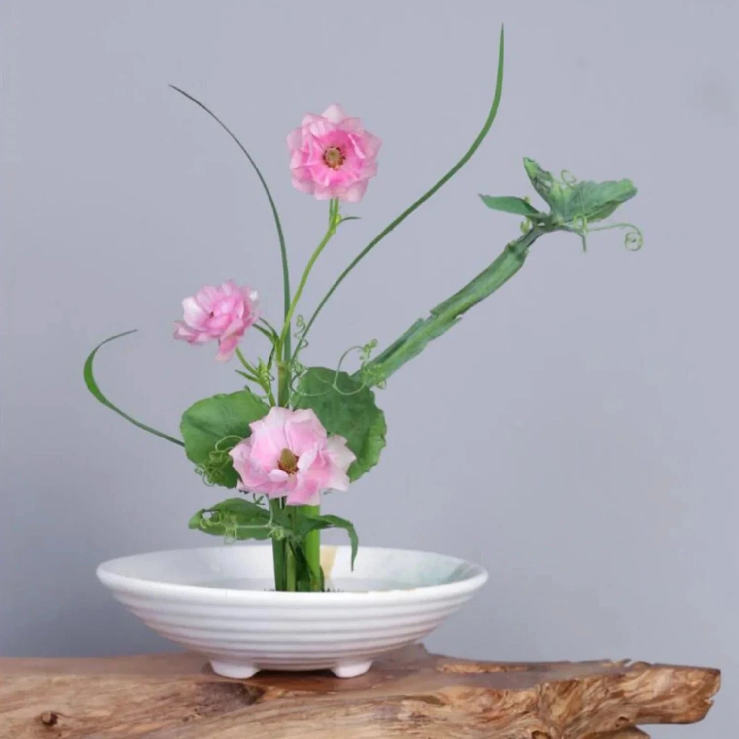 Vase ikebana moribana blanc