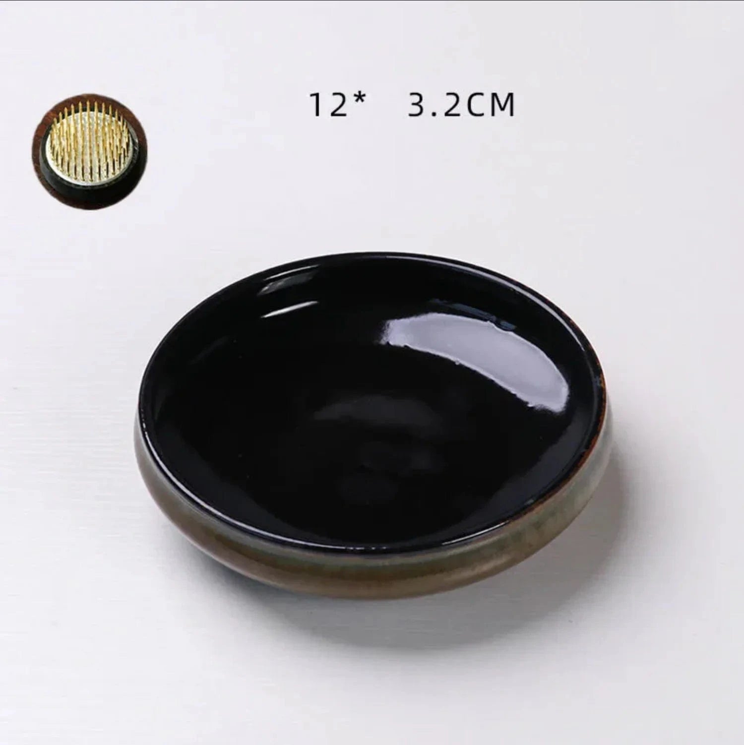 12 cm Vase ikebana moribana rond noir