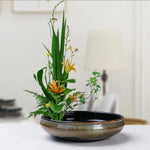 Vase ikebana moribana rond noir