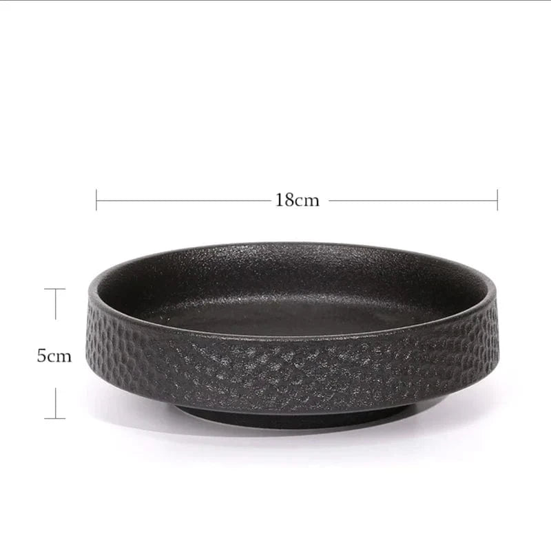 Noir Vase ikebana rond en céramique