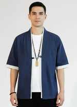 Veste Kimono Homme Bleu