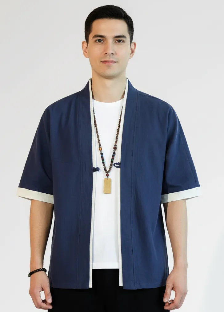Veste Kimono Homme Bleu