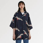 Veste Kimono Longue Femme Bleu