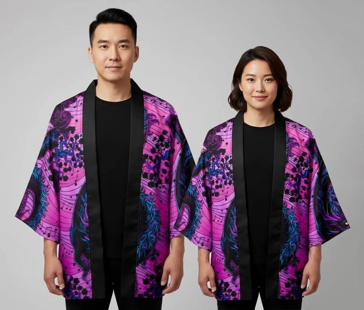 Veste Kimono violet dragon japonais