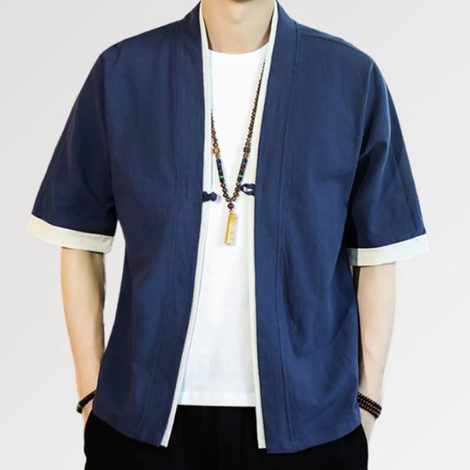 Veste Kimono Homme Bleu