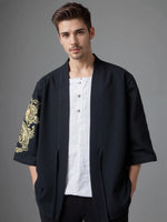 Veste kimono homme noir dragon