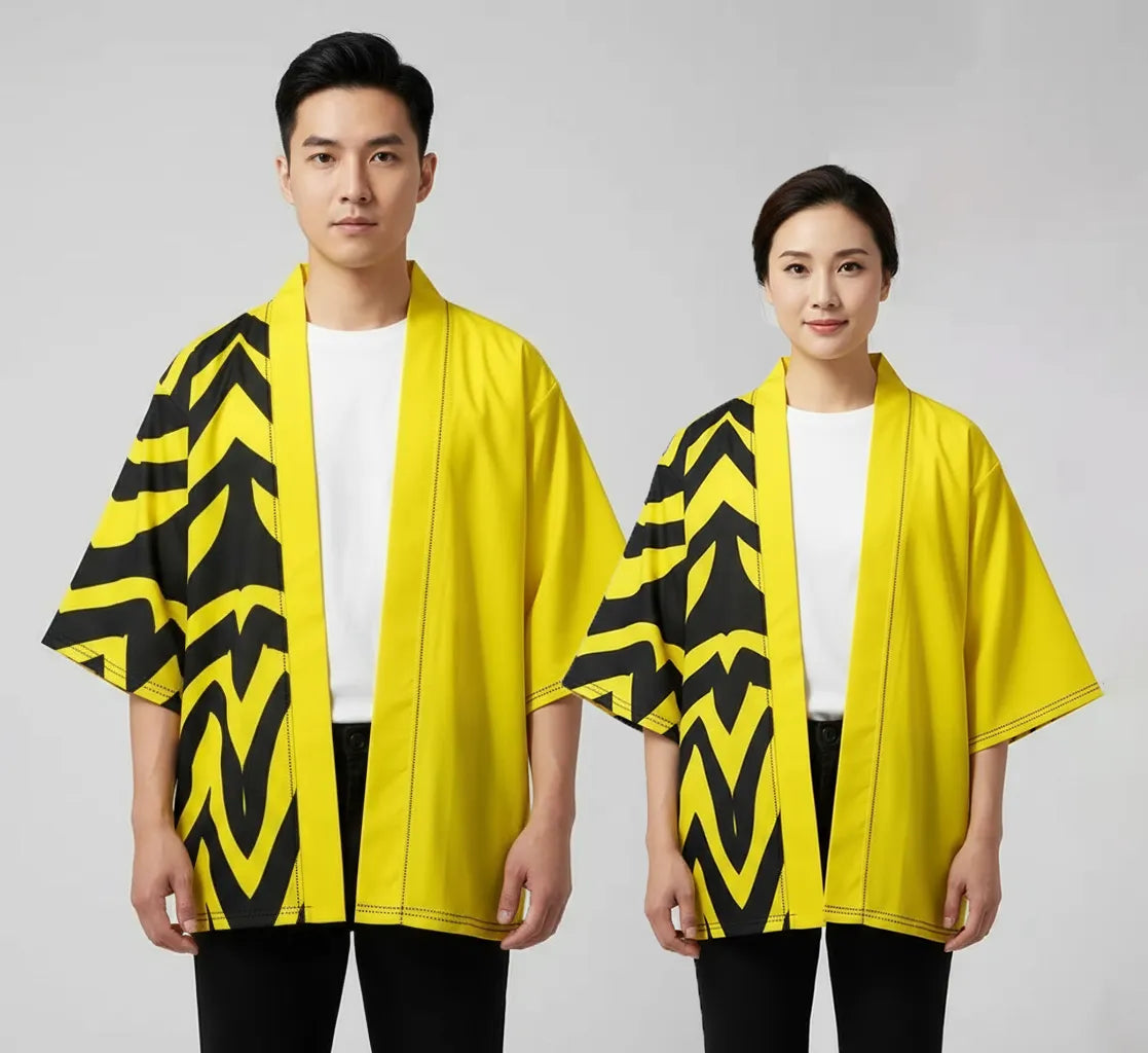 Veste kimono jaune rayure
