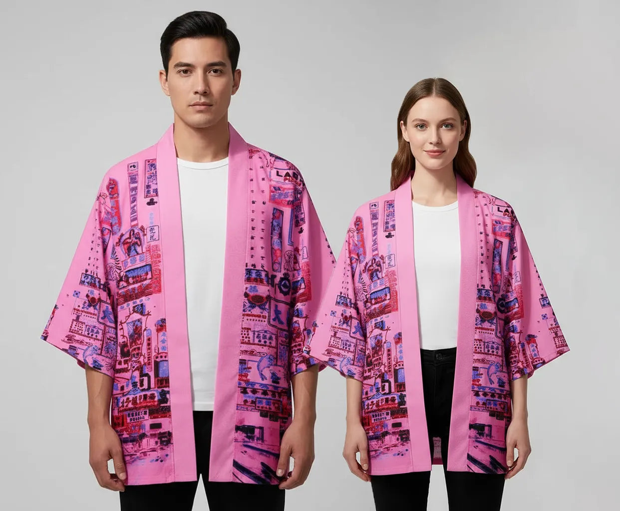 Veste kimono rose streetwear