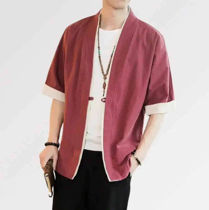 Veste Kimono Homme Rouge