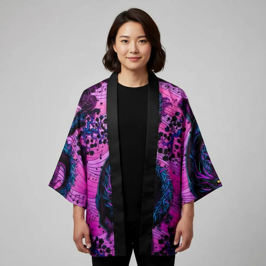 Veste Kimono violet dragon japonais
