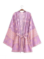 Veste kimono femme bohème violette