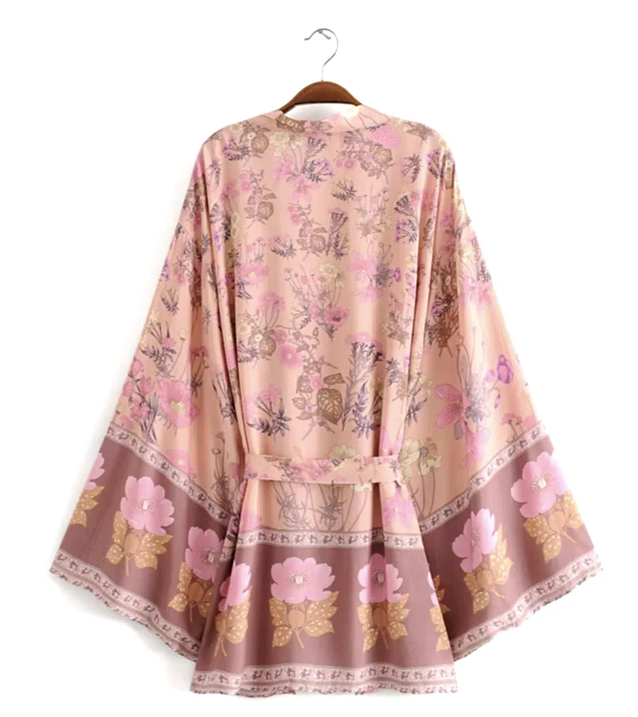 Veste kimono femme bohème rose