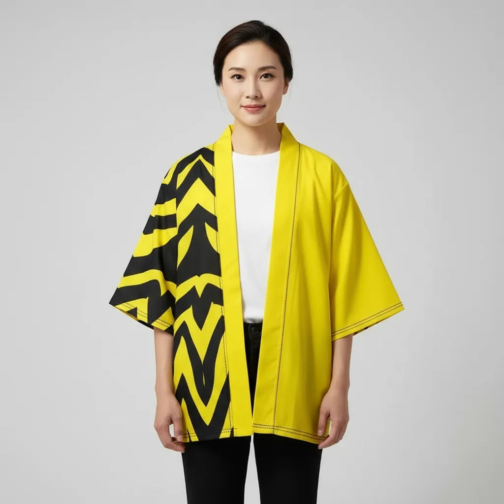 Veste kimono jaune rayure