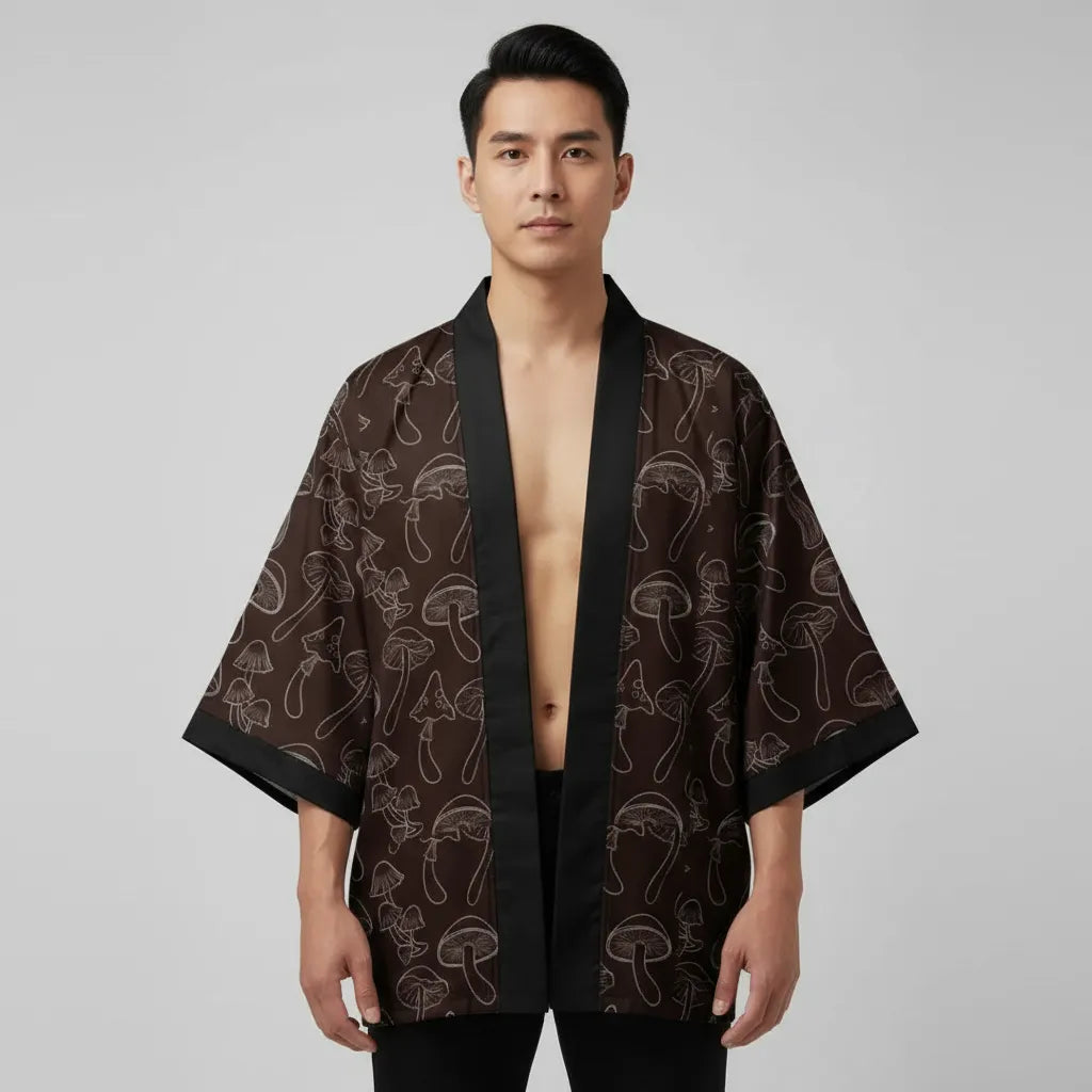 Veste kimono marron champignon