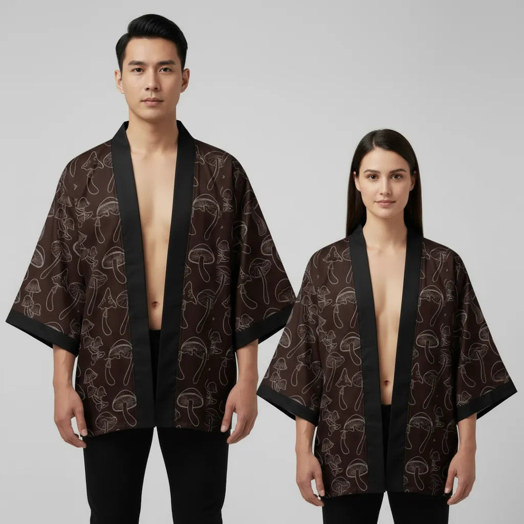 Veste kimono marron champignon