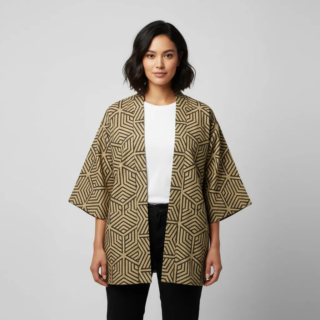 Veste kimono marron clair
