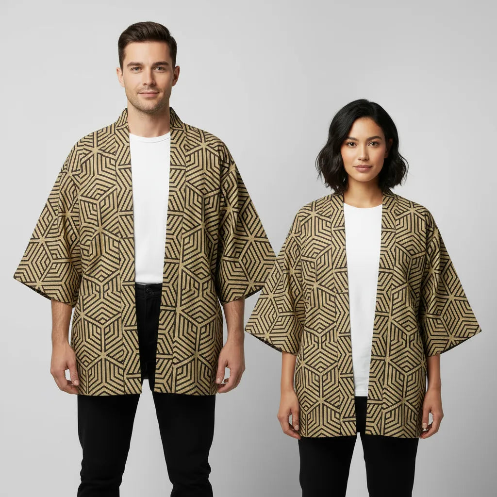 Veste kimono marron clair