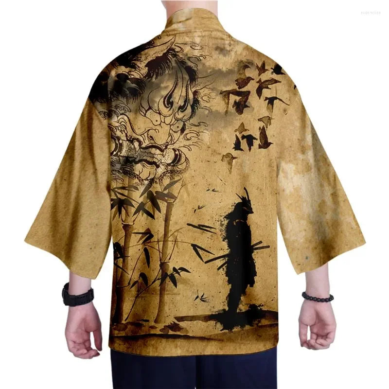 Veste kimono marron samouraï