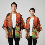 Veste kimono orange forêt