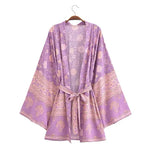 Veste kimono femme bohème violette