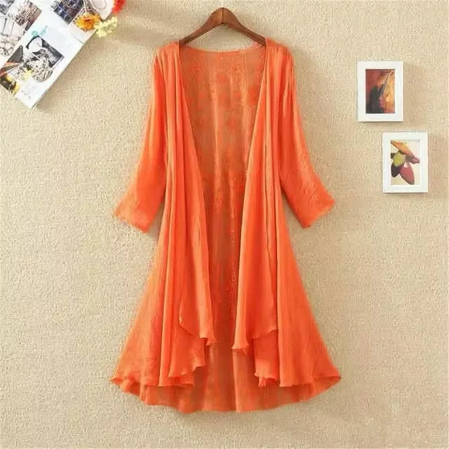 Veste kimono femme soie orange