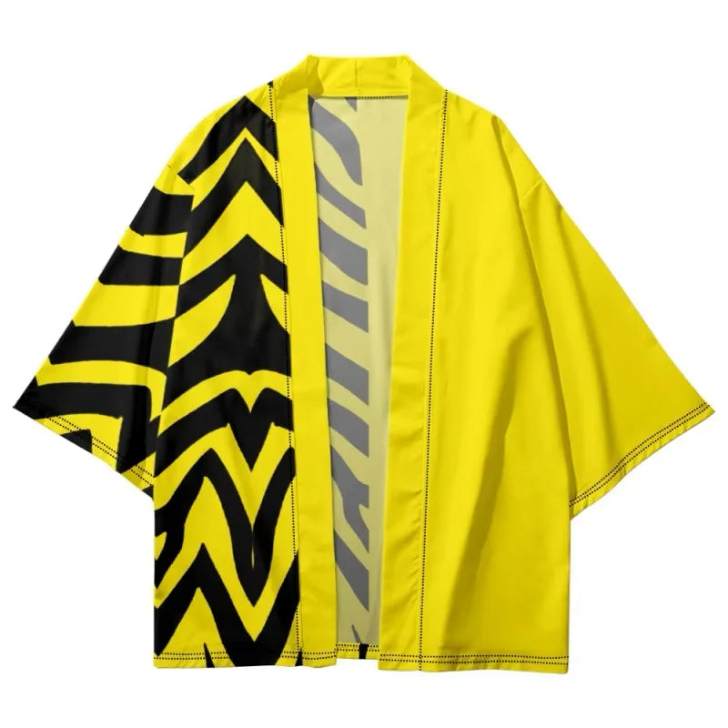 Veste kimono jaune rayure